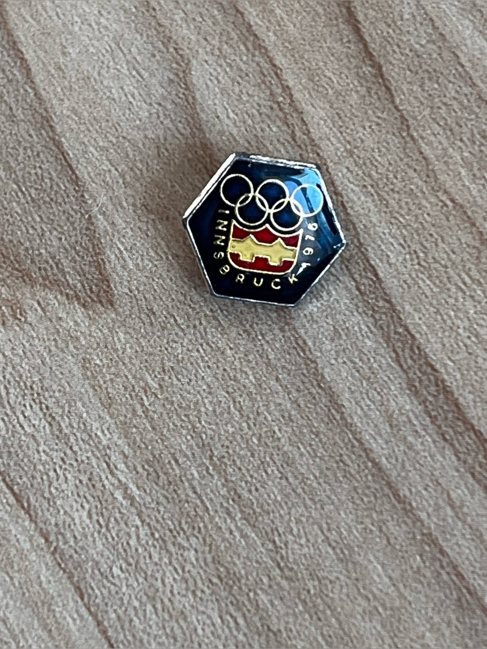 Vintage 1976 Innsbruck Winter Olympics Enamel Lapel Pin Austria Hexagon
